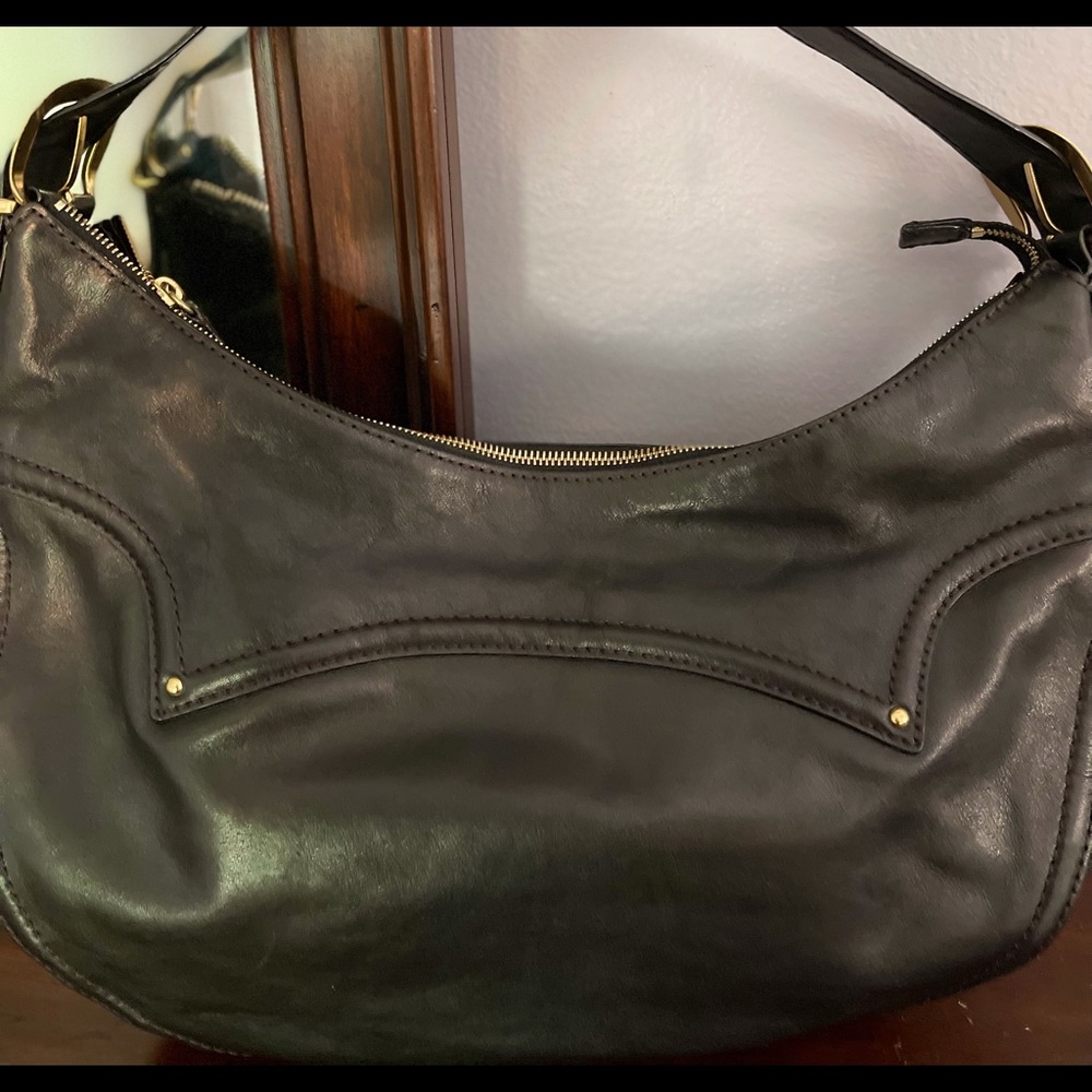 Michael Kors Stanford Crescent Moon/Hobo Leather Shoulder Bag Black